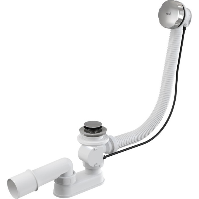 Сифон ALCAPLAST A55K-80 для ванны автомат комплект, металл/металл, длина 80 см